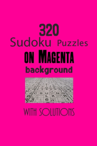 320 Sudoku Puzzles on Magenta background with solutions