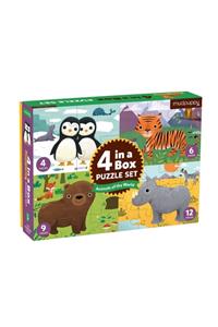 Animals of the World 4-In-A-Box Puzzle Set