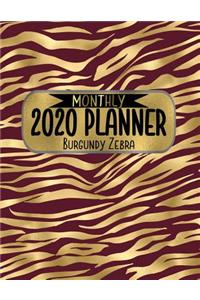 Monthly 2020 Planner Burgundy Zebra