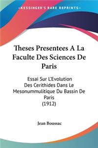 Theses Presentees A La Faculte Des Sciences De Paris