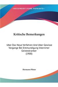 Kritische Bemerkungen