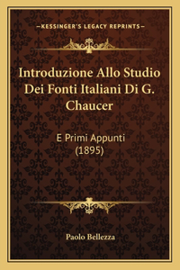 Introduzione Allo Studio Dei Fonti Italiani Di G. Chaucer