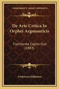De Arte Critica In Orphei Argonauticis