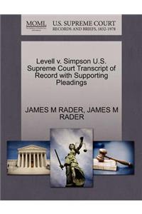 Levell V. Simpson U.S. Supreme Court Transcript of Record with Supporting Pleadings