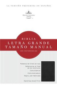 RVR 1960 Biblia Letra Grande Tamaño Manual, negro, piel fabricada con índice