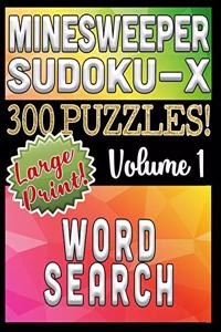 Minesweeper Word Search Sudoku-X 300 Large Print Puzzles