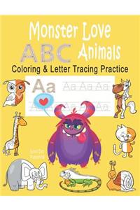 Monster Love ABC Animals Coloring & Letter Tracing Practice