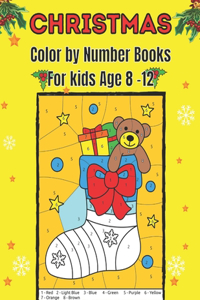 Christmas Color by Number Books For kids Age 8-12