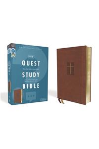 Niv, Quest Study Bible, Leathersoft, Brown, Comfort Print: The Only Q and A Study Bible
