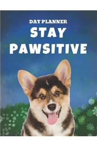 Undated, Blank Hourly Appointment Book For Daily Planning - Day Planner - Welsh Corgi Dog Stay Pawsitive