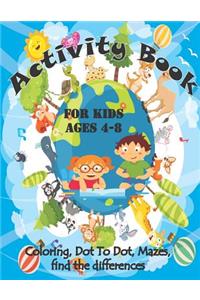 Activity Book for Kids Ages 4-8
