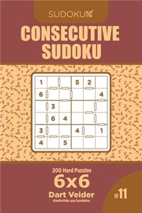 Consecutive Sudoku - 200 Hard Puzzles 6x6 (Volume 11)