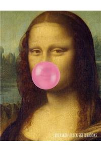 Sketchbook: Mona Lisa - Bubble Gum Girl: 8.5 x 11 Inches - 200 Blank Pages with Borders