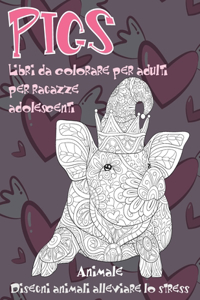 Libri da colorare per adulti per ragazze adolescenti - Disegni animali alleviare lo stress - Animale - Pigs