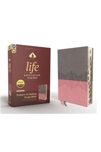 NIV, Life Application Study Bible, Third Edition, Leathersoft, Gray/Pink, Red Letter, Thumb Indexed