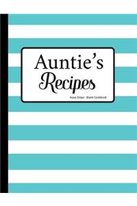 Auntie's Recipes Aqua Stripe Blank Cookbook