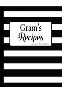 Gram's Recipes Black Stripe Blank Cookbook