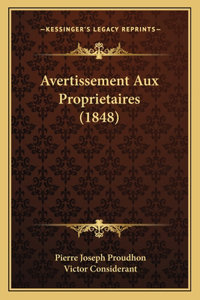 Avertissement Aux Proprietaires (1848)