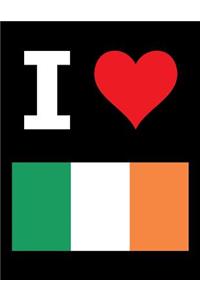 I Love Ireland - 100 Page Blank Notebook - Unlined White Paper, Black Cover