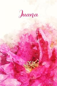 Juana: Pink Floral Personalized Name Journal for Women 6x9