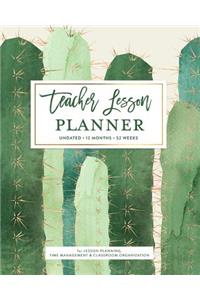 Teacher Lesson Planner, Undated 12 Months 52 Weeks for Lesson Planning, Time Management