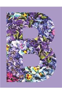 Purple Flowers Letter 'b' Monogrammed Lined Journal