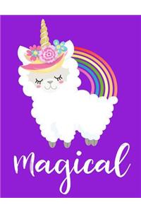 Magical Llamacorn Sketchbook: Cute Purple Rainbow Magic Llama Unicorn Blank Sketch Book for Girls - Christmas Gift for Daughter, Granddaughter, Birthday Present, First Day Back t