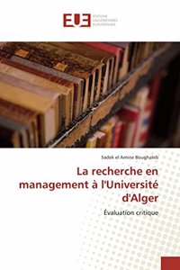 La Recherche En Management À l'Université d'Alger