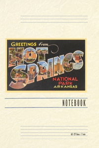 Vintage Lined Notebook Greetings from Hot Springs