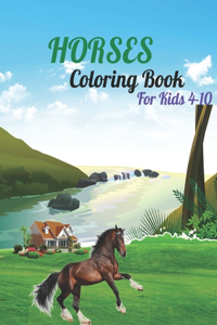 Horses coloring book for kids 4-10