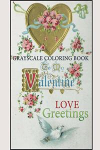 grayscale coloring book valentine love greetings