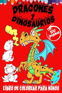 Dragones Y Dinosaurios Libro De Colorear Para Ninos