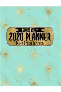 Monthly 2020 Planner Mint Green Feather