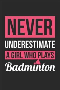 Never Underestimate A Girl Who Plays Badminton - Badminton Training Journal - Badminton Notebook - Gift for Badminton Player