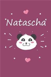 Natascha: Personalisiertes Panda Tage-/Notizbuch mit dem Vornamen Natascha und ganzen 100 linierten Seiten im 6x9 Zoll Format (ca.DIN A5). Optimal als Schreib