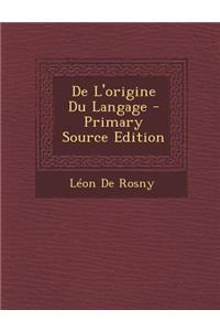 de L'Origine Du Langage