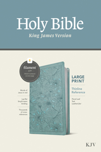 KJV Large Print Thinline Reference Bible, Filament Enabled (Leatherlike, Floral Leaf Teal, Red Letter)