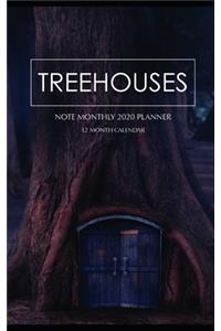 Treehouses Note Monthly 2020 Planner 12 Month Calendar