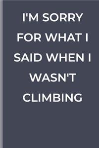 I'm Sorry for What I Said When I Wasn't Climbing
