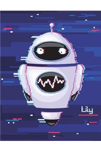 Lily: Personalized Discreet Internet Website Password Journal or Organizer, Cute Robot Themed Birthday, Christmas, Best Friend Gifts for Kids, Teens, Girls, Women, Mom, Daughter, Sister, Grandma, Large Print Book, Size 8 1/2 X 11