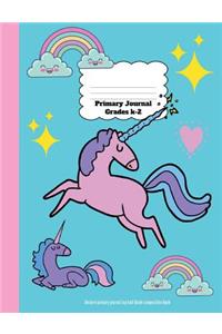 Primary Journal Grades k-2: Unicorn primary journal top half blank composition book