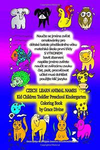 CZECH LEARN ANIMAL NAMES Kid Children Toddler Preschool Kindergarted Coloring Book