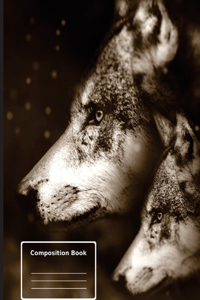 White Wolf Mystical Moon - Composition Notebook