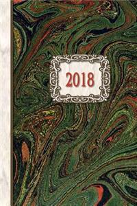 2018 Diary Green Swirl Marble Design