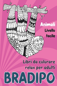 Libri da colorare relax per adulti - Livello facile - Animali - Bradipo