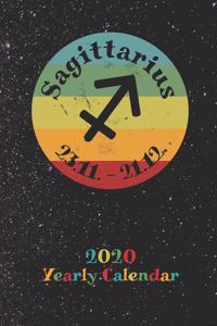 2020 Yearly Calendar - Zodiac Sign Sagittarius