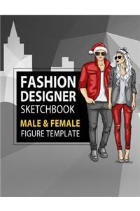 Fashion Designer Sketchbook Male & Female Figure Template: Large Male & Female Croquis for Easily Sketching Your Fashion Design Styles and Building Your Portfolio, Xmas Gift for Fashionista