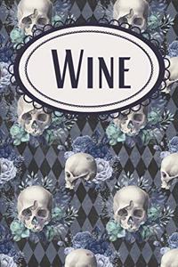 Gothic Diamonds Blue Floral Skull Wine Journal