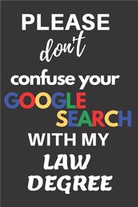 Please don't confuse your Google Search with my Law Degree