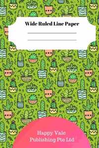 Cute Cactus Theme Wide Ruled Line Paper